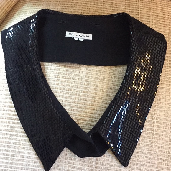 St John Evening Jacket Crystal Buttons Detachable Reverse Collar Sz 4 EC! - Picture 9 of 12